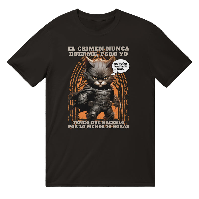 Camiseta unisex estampado de gato "Siesta de la Justicia" Michilandia | La tienda online de los fans de gatos