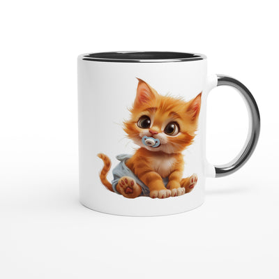 Taza Bicolor con Impresión de Gato "Miau en Pañales" Michilandia