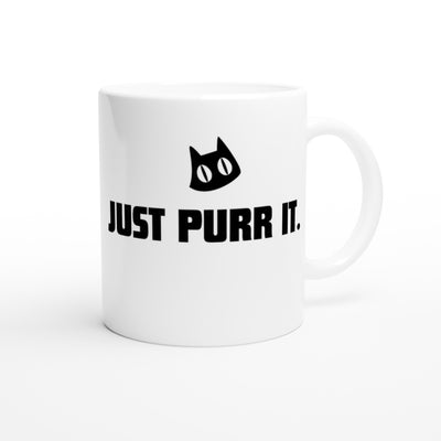 Taza Blanca con Impresión de Gato "Just Purr It." Michilandia | La tienda online de los fans de gatos