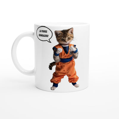 Taza Blanca con Impresión de Gato 