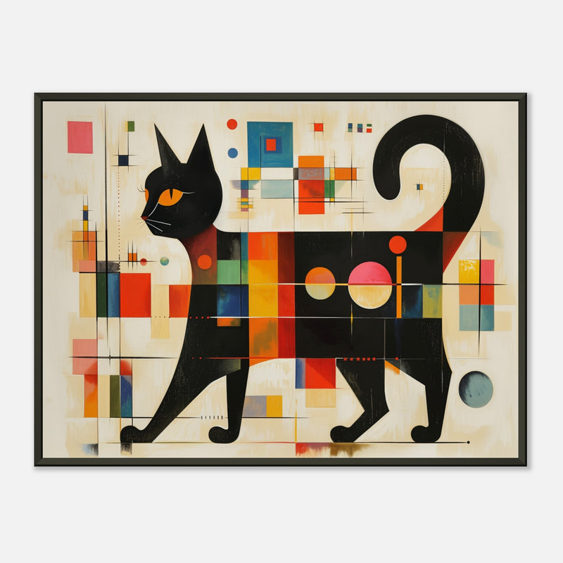 Póster Semibrillante de Gato con Marco Metal "Geometría Felina" Michilandia | La tienda online de los fans de gatos