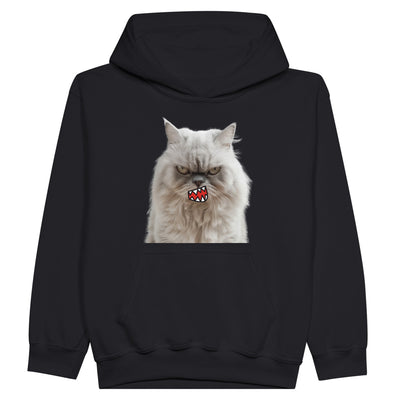 Sudadera con capucha júnior estampado de gato "Miau de Rabia" Michilandia