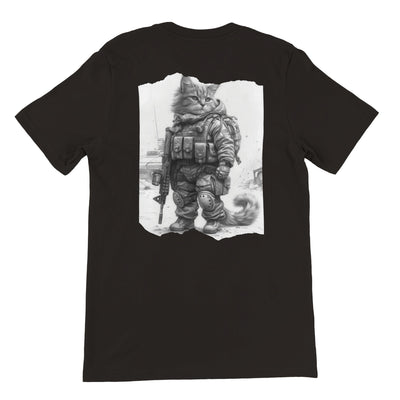 Camiseta Prémium Unisex Impresión Trasera de Gato 