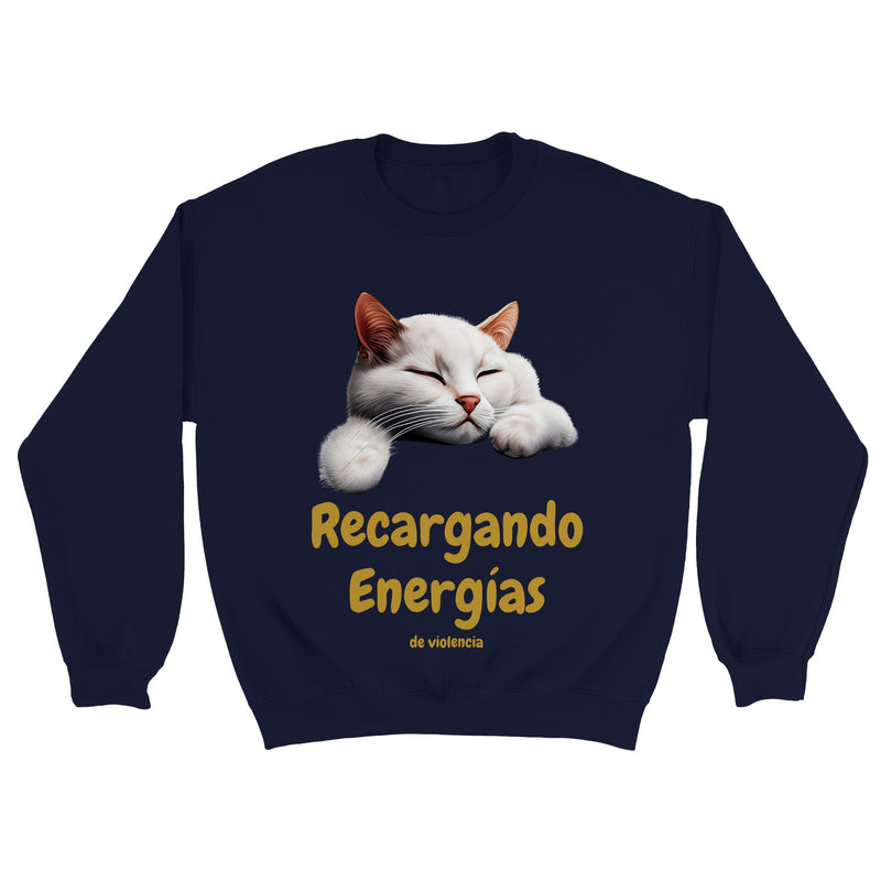 Sudadera unisex estampado de gato "Recargando Violencia" Gelato