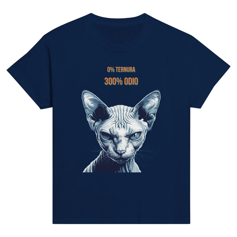 Camiseta Junior Unisex Estampado de Gato "Sphynx Implacable" Michilandia