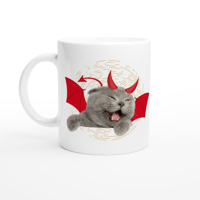 Taza Blanca con Impresión de Gato 