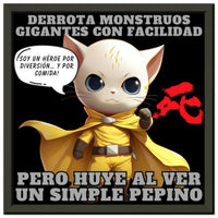 Póster Semibrillante de Gato con Marco Metal "One Punch Cat" Michilandia | La tienda online de los amantes de gatos