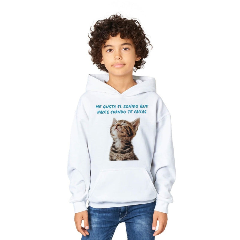 Sudadera con capucha júnior estampado de gato 