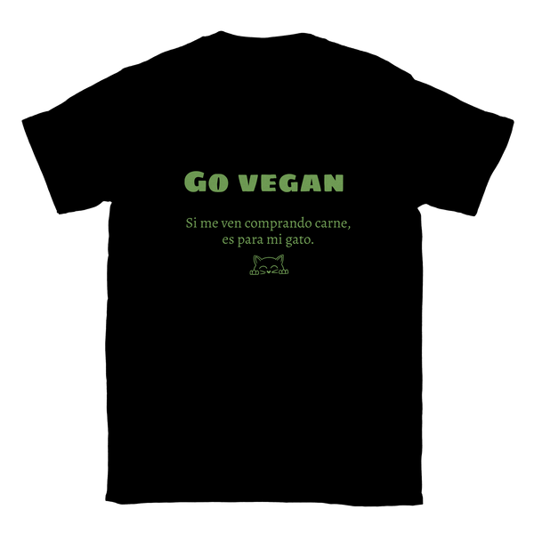 Camiseta unisex estampado de gato "Go vegan"