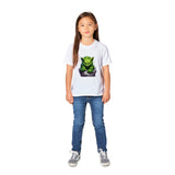 Camiseta júnior unisex estampado de gato "Gigante Esmeralda"