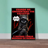 Póster Semibrillante de Gato con Marco Metal 