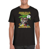 Camiseta unisex estampado de gato "Vacaciones Clandestinas"