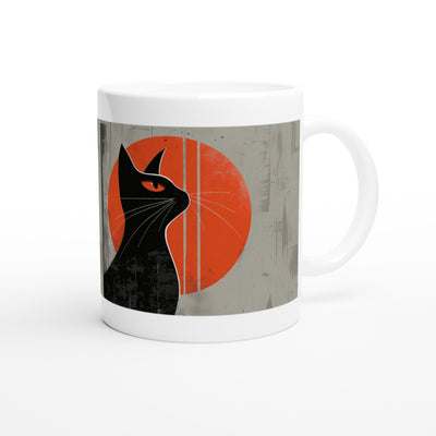 Taza Blanca con Impresión de Gato "Visión de Vanguardia" Michilandia | La tienda online de los fans de gatos