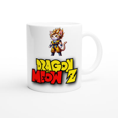 Taza Blanca con Impresión de Gato "Miau Goku" Michilandia | La tienda online de los fans de gatos