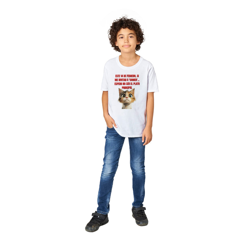 Camiseta Junior Unisex Estampado de Gato "Cita Gatuna" Michilandia | La tienda online de los fans de gatos