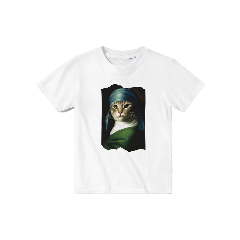 Camiseta Junior Unisex Estampado de Gato "Retrato Renacentista" Michilandia | La tienda online de los fans de gatos