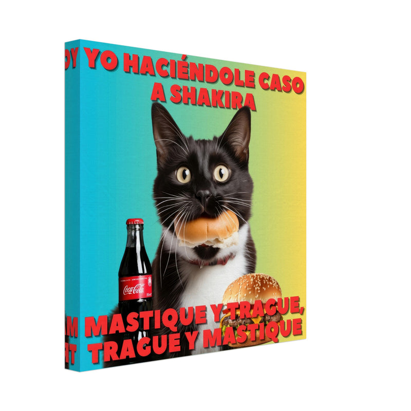 Lienzo de gato "Masticar y Tragar" Michilandia | La tienda online de los fans de gatos