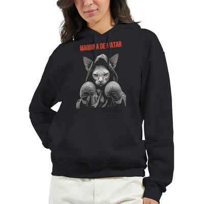 Sudadera con Capucha Unisex Estampado de Gato "Maquina de matar" Michilandia