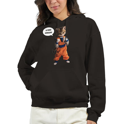 Sudadera con Capucha Unisex Estampado de Gato 