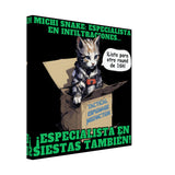 Lienzo de Gato "Misión de Michi Snake" Michilandia | La tienda online de los amantes de gatos