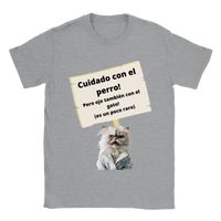 Camiseta unisex estampado de gato "Cuidado con el gato"