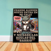 Póster Semibrillante de Gato con Marco Metal 