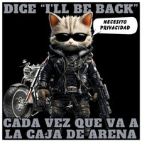 Panel de aluminio impresión de gato "I'll Be Back" 50x50 cm / 20x20″
