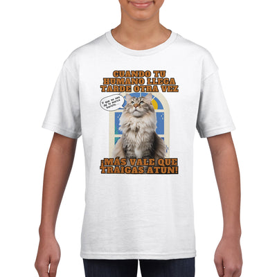 Camiseta júnior unisex estampado de gato 