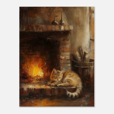 Panel de aluminio impresión de gato "Compañero Chimenea" Michilandia | La tienda online de los fans de gatos