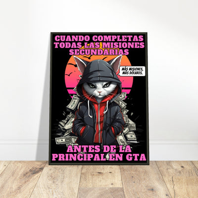 Póster Semibrillante de Gato con Marco Metal 