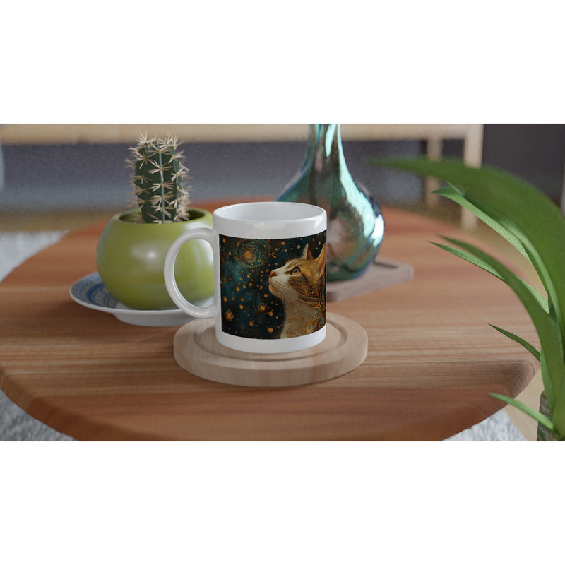 Taza Blanca con Impresión de Gato "Retrato Estelar" Michilandia | La tienda online de los fans de gatos