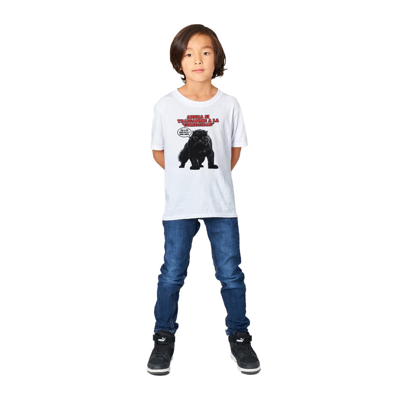 Camiseta Junior Unisex Estampado de Gato "Curiosidad Superada" Michilandia | La tienda online de los fans de gatos