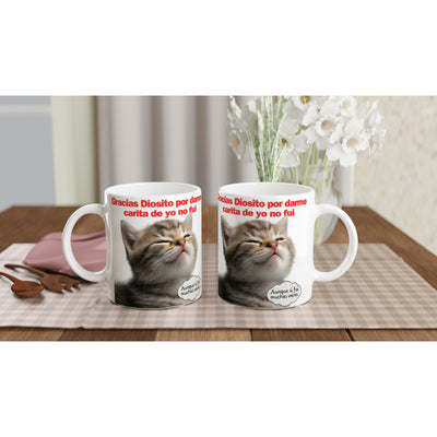 Taza Blanca con Impresión de Gato 