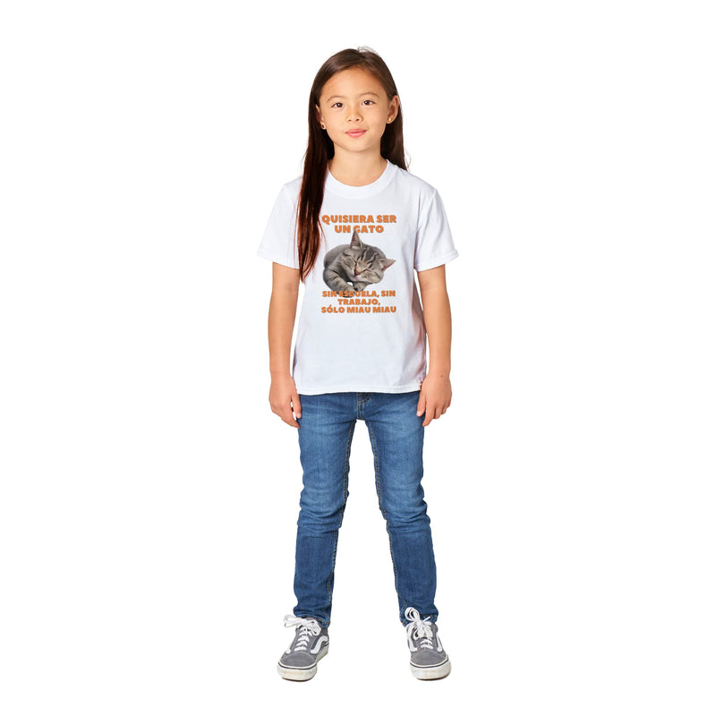 Camiseta Junior Unisex Estampado de Gato "Vida de Miau" Michilandia | La tienda online de los fans de gatos