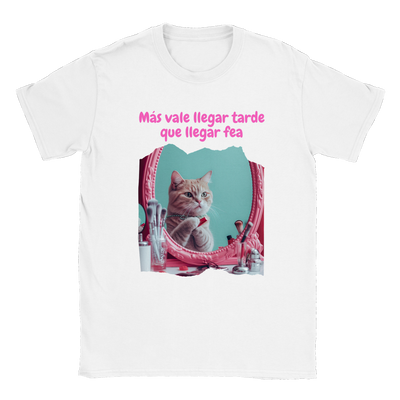 Camiseta unisex estampado de gato "Michi maquillándose" Gelato