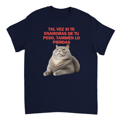 Camiseta Unisex Estampado de Gato "Gordito Pensante" Michilandia | La tienda online de los fans de gatos