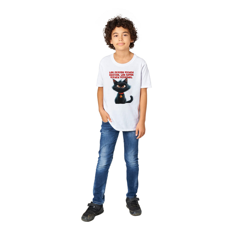 Camiseta Junior Unisex Estampado de Gato "Personal Felino" Michilandia | La tienda online de los fans de gatos