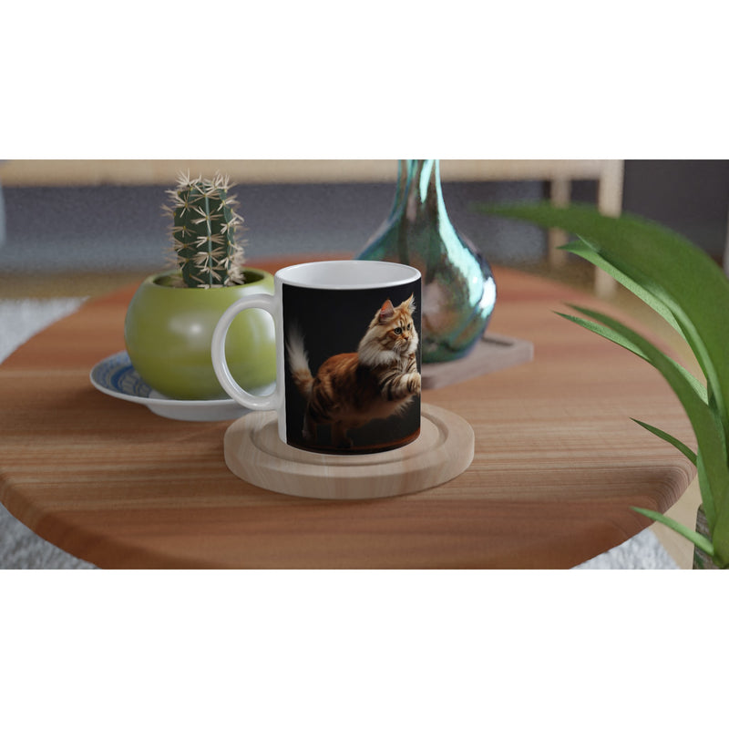 Taza blanca con impresión de gato "Juego entre Grandes" Gelato