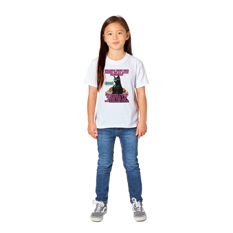 Camiseta Junior Unisex Estampado de Gato "Dama Felina" Michilandia | La tienda online de los fans de gatos