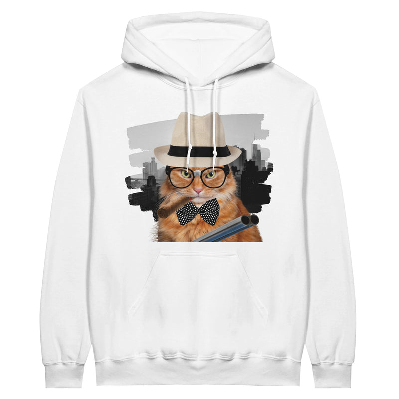 Sudadera con Capucha Unisex Estampado de Gato "Miau Capone" Michilandia | La tienda online de los fans de gatos