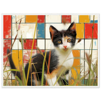 Póster de gato con marco de madera 