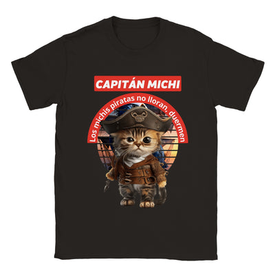 Camiseta unisex estampado de gato "Capitán Michi" Gelato