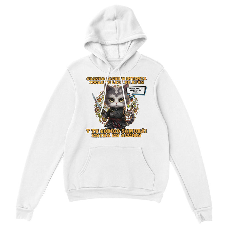 Sudadera con capucha unisex estampado de gato "El Samurai del Atún" Michilandia | La tienda online de los amantes de gatos