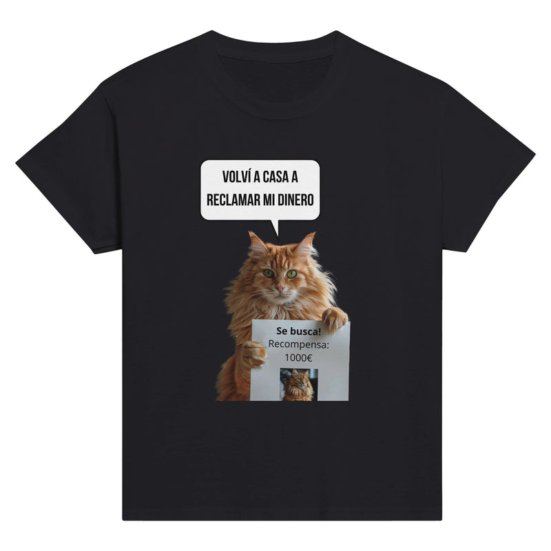 Camiseta Junior Unisex Estampado de Gato "Recompensa Miau" Michilandia