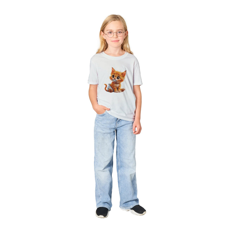 Camiseta Junior Unisex Estampado de Gato "Miau en Pañales" Michilandia