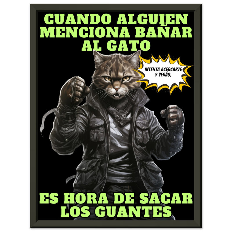 Póster Semibrillante de Gato con Marco Metal "El Intocable" Michilandia | La tienda online de los fans de gatos