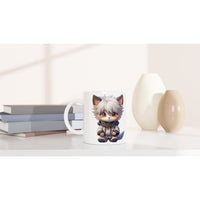 Taza blanca con impresión de gato "KiruCat: El Neko Asesino" Michilandia | La tienda online de los amantes de gatos