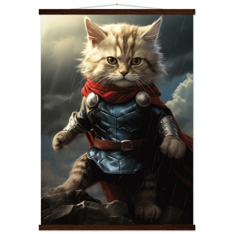 Póster semibrillante de gato con colgador "Thor Felino" Gelato