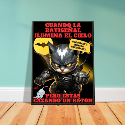 Póster Semibrillante de Gato con Marco Metal 