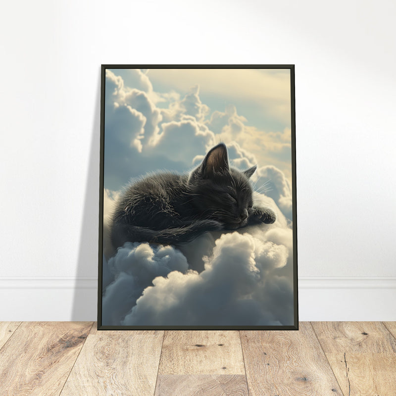 Póster Semibrillante de Gato con Marco Metal "Siesta Celestial" Michilandia | La tienda online de los fans de gatos